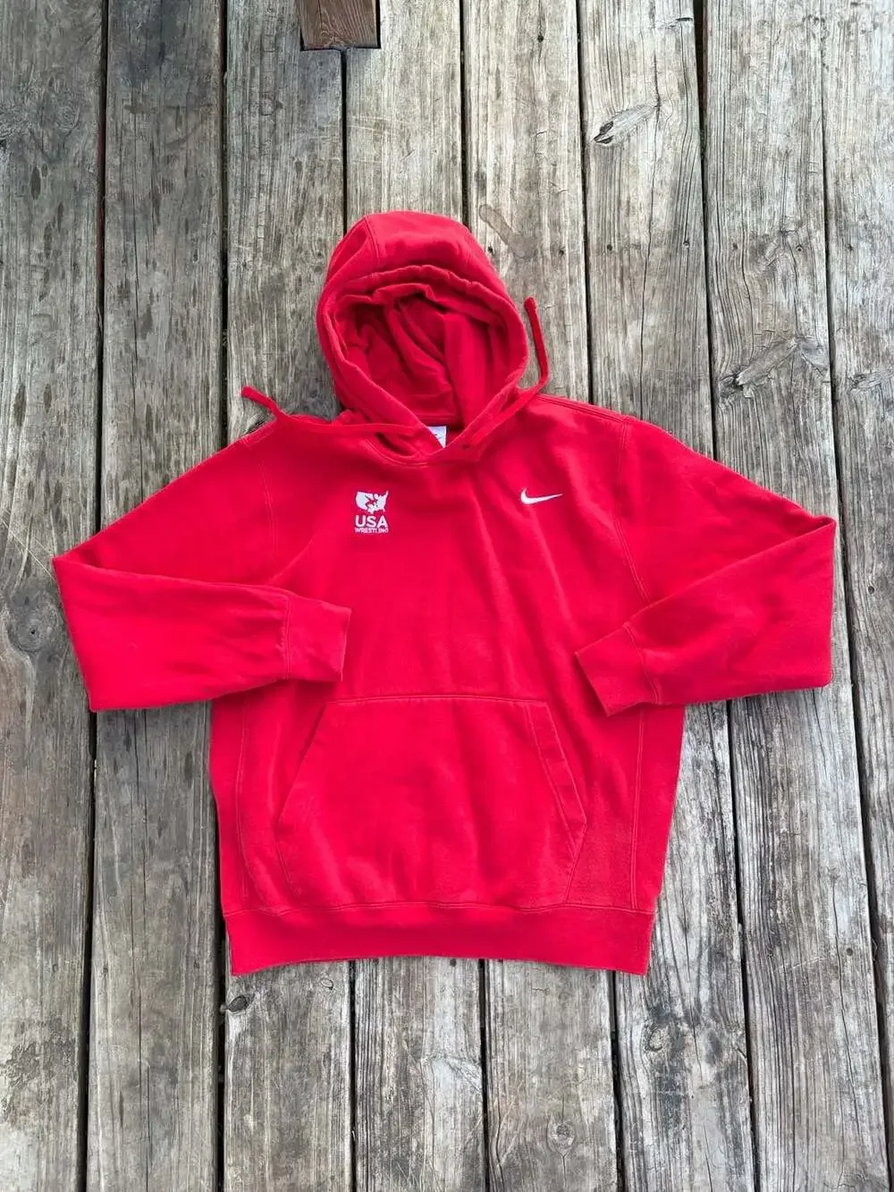 Nike USA Wrestling Red Pullover Hoodie Sweatshirt